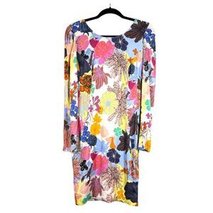 Stine Goya Prima Dress Whimsical Floral Backless Long Sleeve Lobsters Tropical L